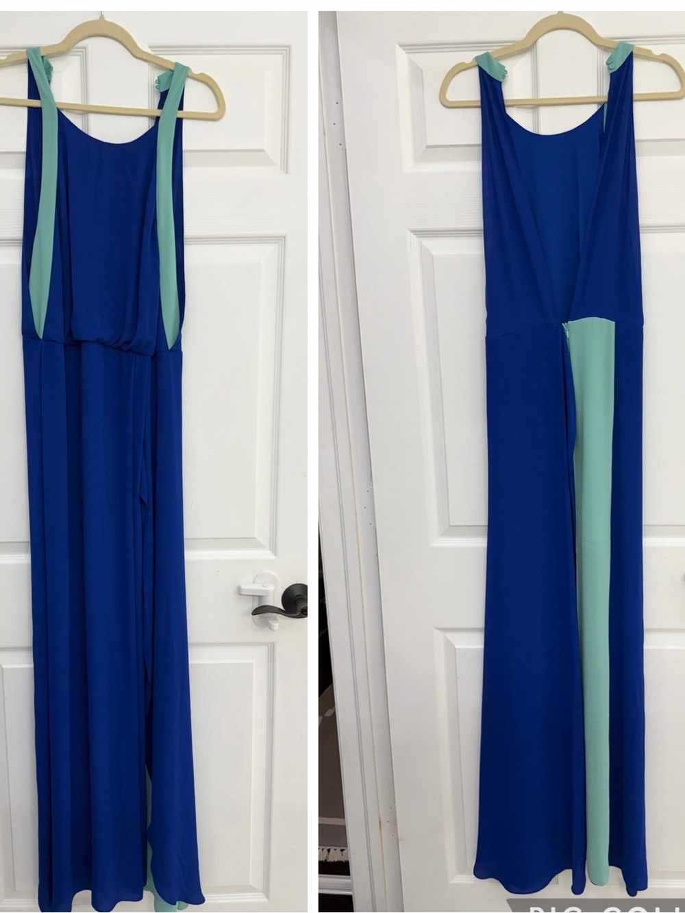 BCBGMAXAZRIA Colorblock Maxi Dress — Size 10 Royal blue